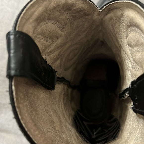 [7.5]Black Leather Cowboy Boots  with Embroidered pattern - Picture 8 of 10